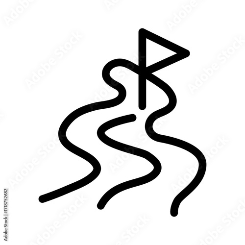 Ski Slopes Line Icon of Skiing Resorts Icon Set