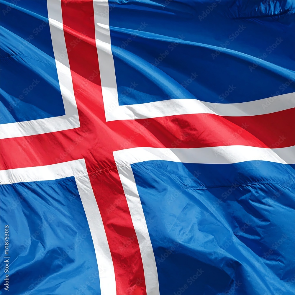 Fototapeta premium Icelandic flag billowing in the wind