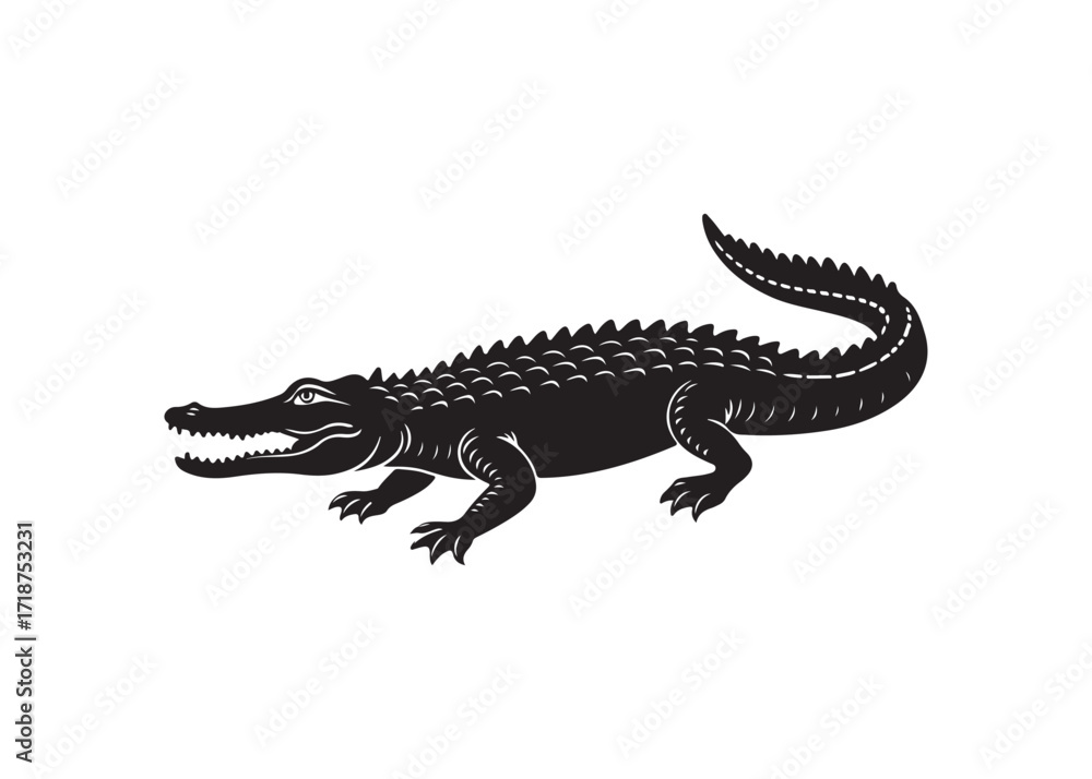 Obraz premium Bold silhouette of an attacking alligator crocodile with open jaws.