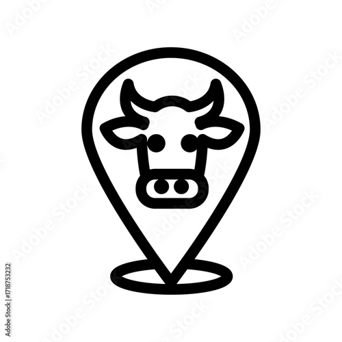 Livestock Location Pin Line Icon of Livestock Farming Icon Set