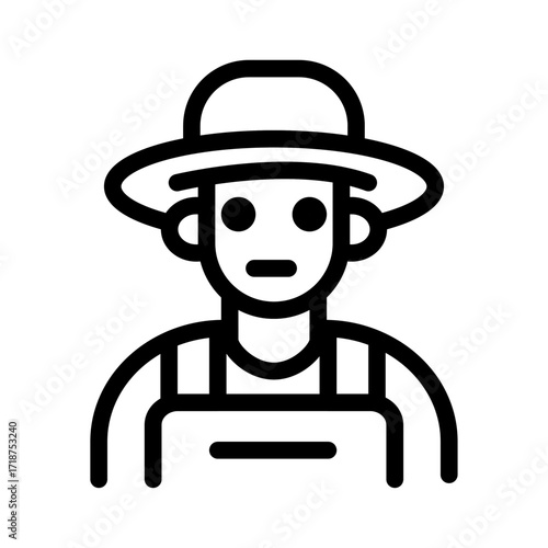 Dairy Farmer Portrait Line Icon of Dairy Farming Icon Set