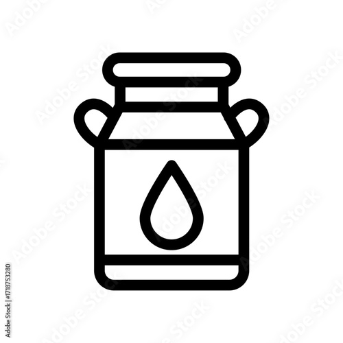 Milk Can Line Icon of Dairy Farming Icon Set