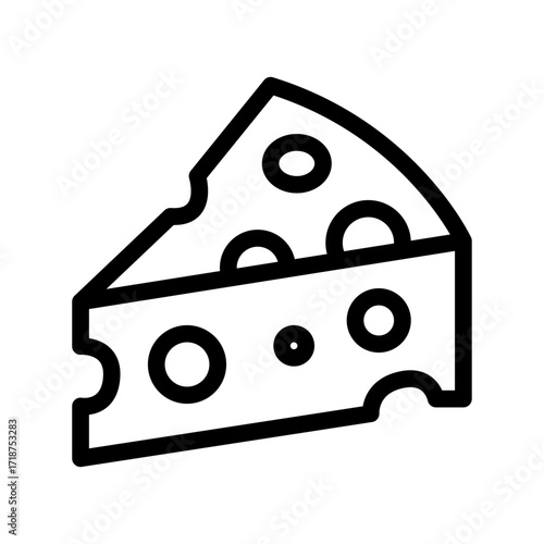 Cheese Slice Line Icon of Dairy Farming Icon Set