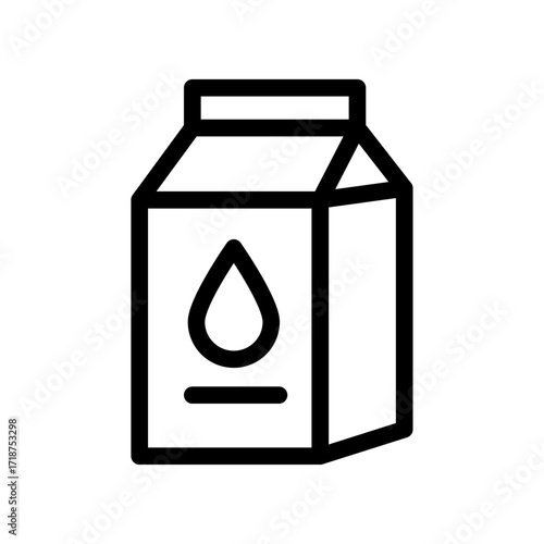 Milk Carton Line Icon of Dairy Farming Icon Set