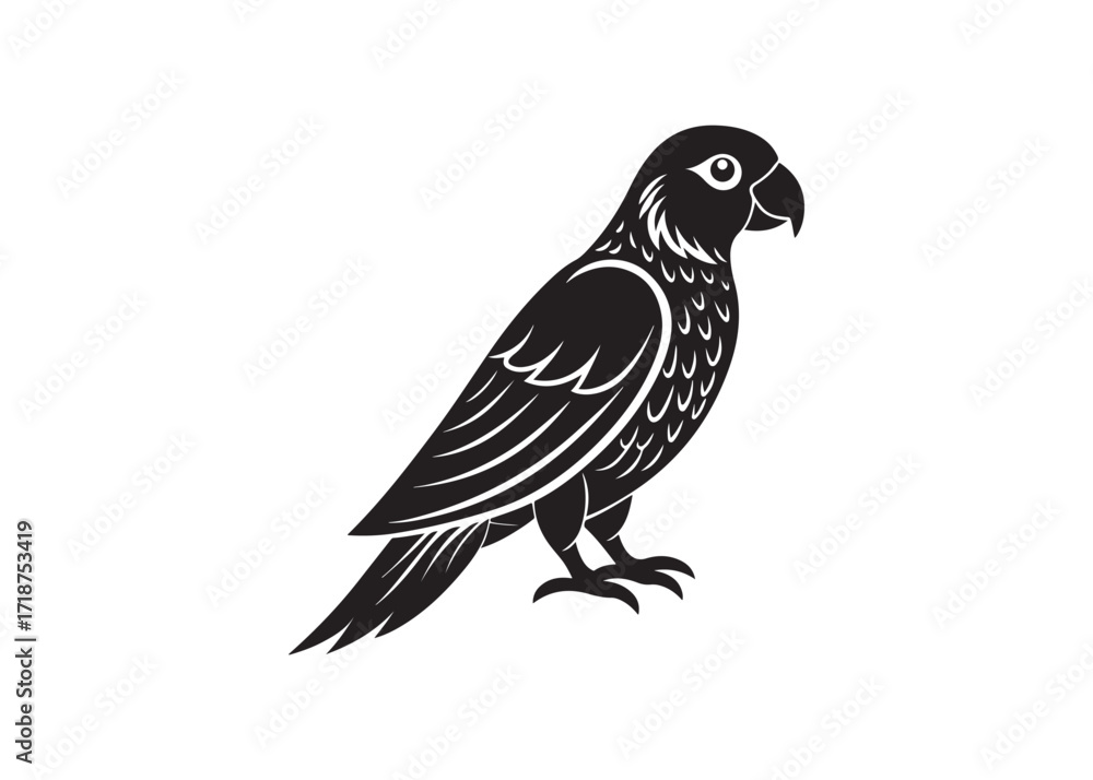 Fototapeta premium Parrot silhouette isolated vector illustration of exotic tropical bird design.