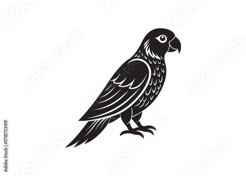 Parrot silhouette isolated vector illustration of exotic tropical bird design.