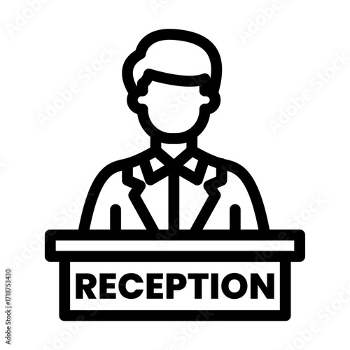 Reception Desk Line Icon of Hotel Management Icon Set
