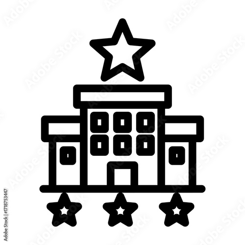 Five-Star Hotel Line Icon of Hotel Management Icon Set