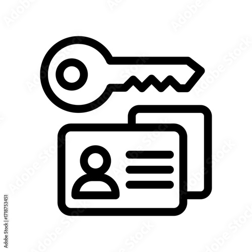 Room Key and Card Line Icon of Hotel Management Icon Set