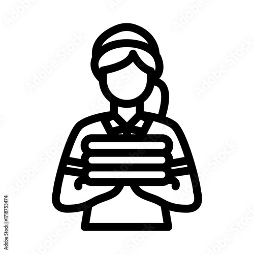 Front Desk Staff Line Icon of Hotel Management Icon Set