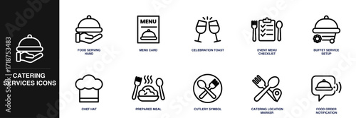 Catering Services Line Icon Set