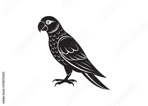 Parrot silhouette isolated vector illustration of exotic tropical bird design.