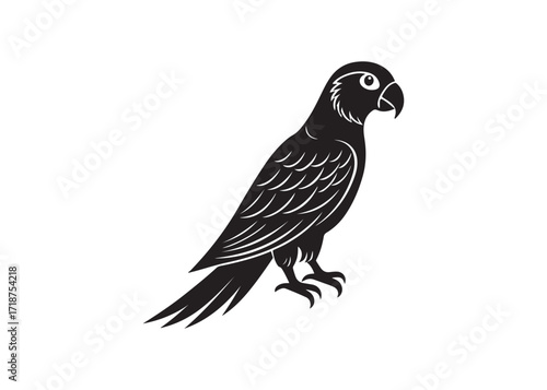 Parrot silhouette isolated vector illustration of exotic tropical bird design.