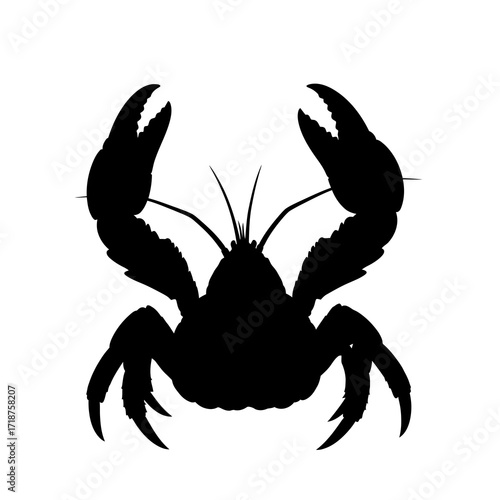 Black crab silhouette isolated on white background