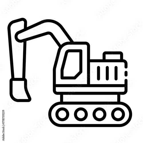 excavator icon used for digging earth in construction and mining