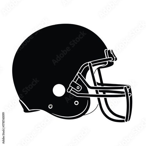 Vector illustration of illustration of black silhouette of an american football helmet