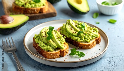 Creamy avocado mash on toasted bread