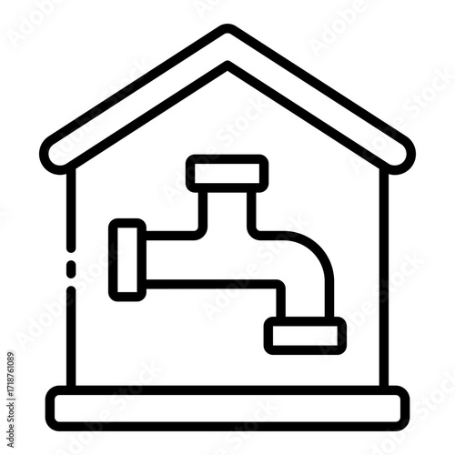 plumbing house icon used for water pipe installation in building