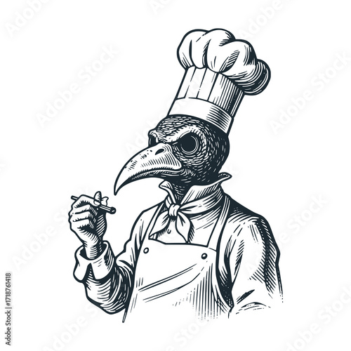 Medieval Plague Doctor as chef