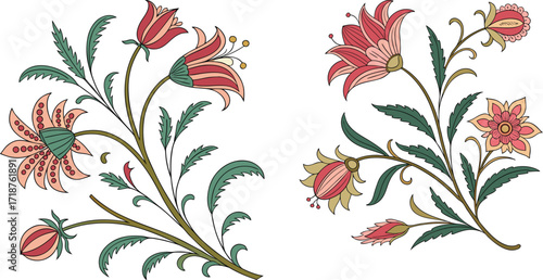 Mughal Fantasy Blooms in Vintage Rajasthani Elegance set