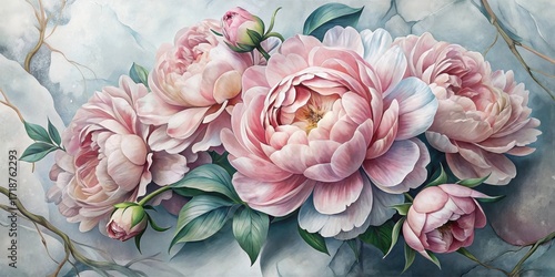 Elegant Pink Peonies Watercolor Painting for Home Decor and Greeting Cards