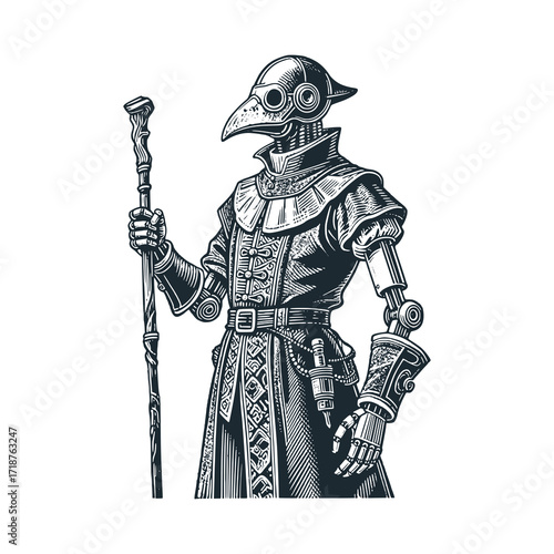 Medieval Plague Doctor vintage robot
