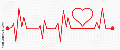 PrintRed heartbeat line icons on white background. Pulse Rate Monitor. Vector illustration.