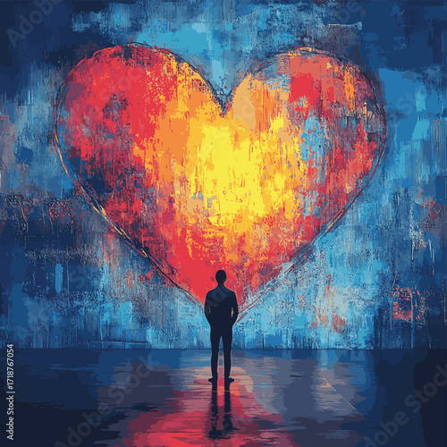 Giant painting of a heart on a wall