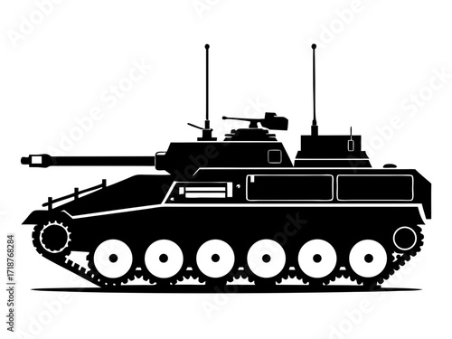 Infantry fighting vehicle black vector silhouette on white background