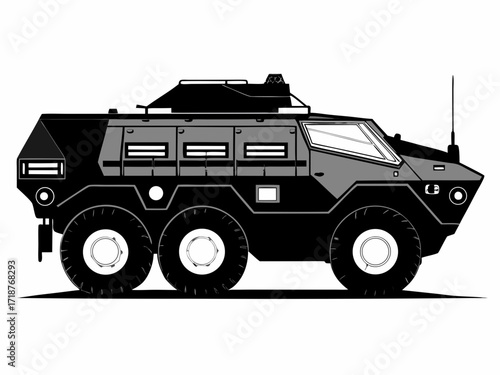 black and gray armored vehicle side view clip art preview