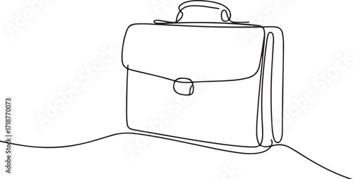 Minimalist Continuous Line Drawing of Business Briefcase with Handle and Strap