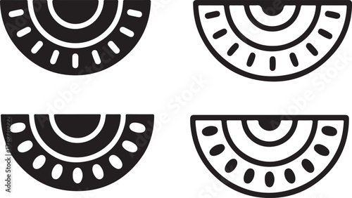 Minimalist Black and White Fan Control Dial Icons Set