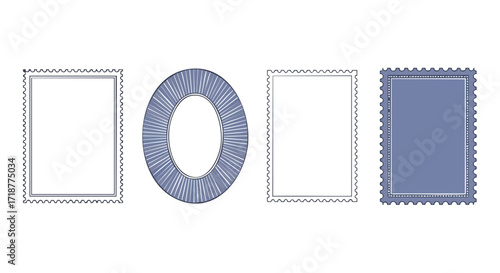 Elegant stamp frames and borders offer vintage charm for invitations, scrapbooking, and creative design projects, adding a touch of classic appeal.