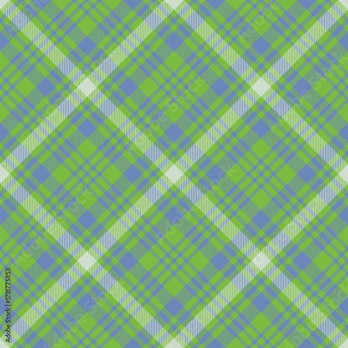 Seamless green color check pattern. Repeating patern plaid. Checkered design for prints. Repeated tartan fabric. Vector scottish fabriс. Ekose texture. Madras flannel. Checker line. Stripe gingham