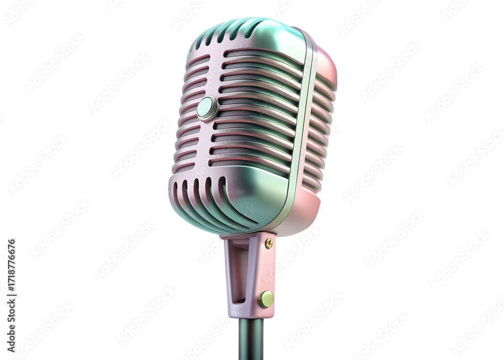 Fototapeta premium pastle color retro microphone png image on transparent background