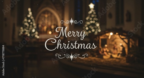 Seasonal Festivity on a Dimmed Church View