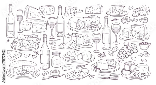 Delicious cheese platter with wine, grapes, and olives, perfect for gourmet events and culinary inspiration