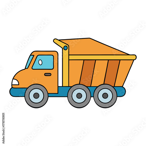 A dump truck is a heavy-duty vehicle with a large open-box bed, used to transport and unload materials like sand, gravel, or debris by lifting its rear container.
