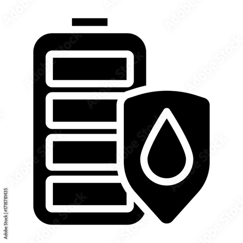 Waterproof Battery Vector Glyph Icon Design