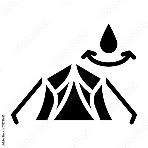 Waterproof Tent Vector Glyph Icon Design