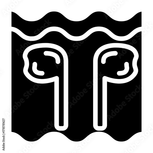 Waterproof Earbuds Vector Glyph Icon Design