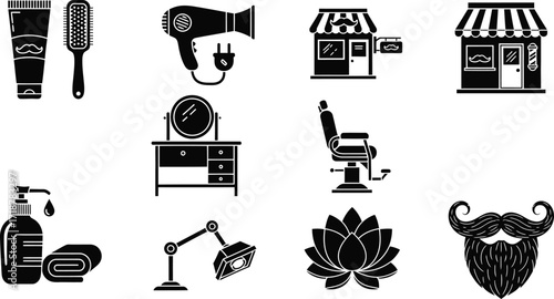 Barber shop vector icons set for design and decoration