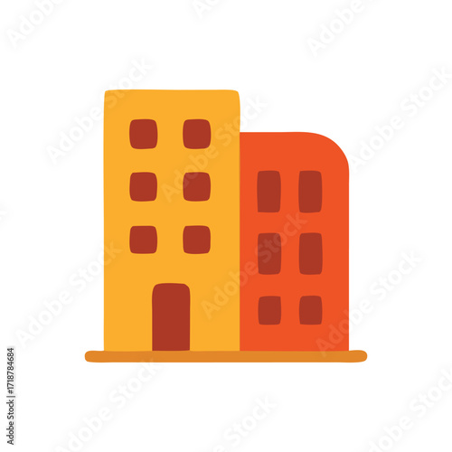 Downtown buildings two adjacent buildings resembling office structures stand prominently in the cityscapes heart.