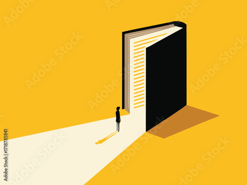 Ambition. Businessman on the road with a book

