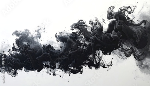 Abstract black ink swirling in water