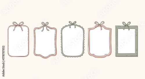 Charming decorative frames with delicate bows, perfect for invitations, scrapbooking, or adding a sweet touch to designs.
