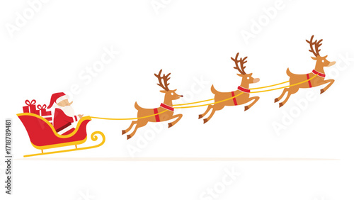 Santa claus with reindeer and gifts. Christmas season. Vector illustration

