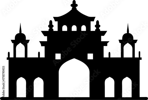 Banaras Palace Gate Vector Clean Silhouette Illustration