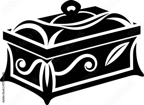 Hand Carved Wooden Box Vector Elegant Silhouette