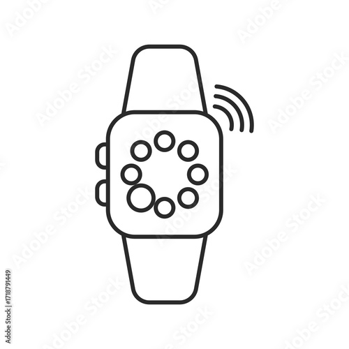 Modern smartwatch vector illustration with thin outline design, representing wearable technology, fitness tracking, digital communication, and mobile interface. Perfect for apps, web, logos, lifestyle